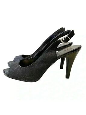 Fioni Night Slingback High Heel Evening Sandals Peep Toe Black Size 8